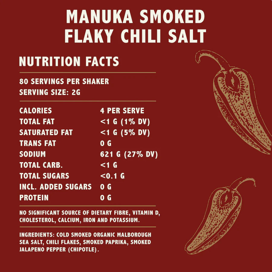 Kiwi Artisan - Manuka Smoked Chilli Salt - the good tonic - Whakatane 