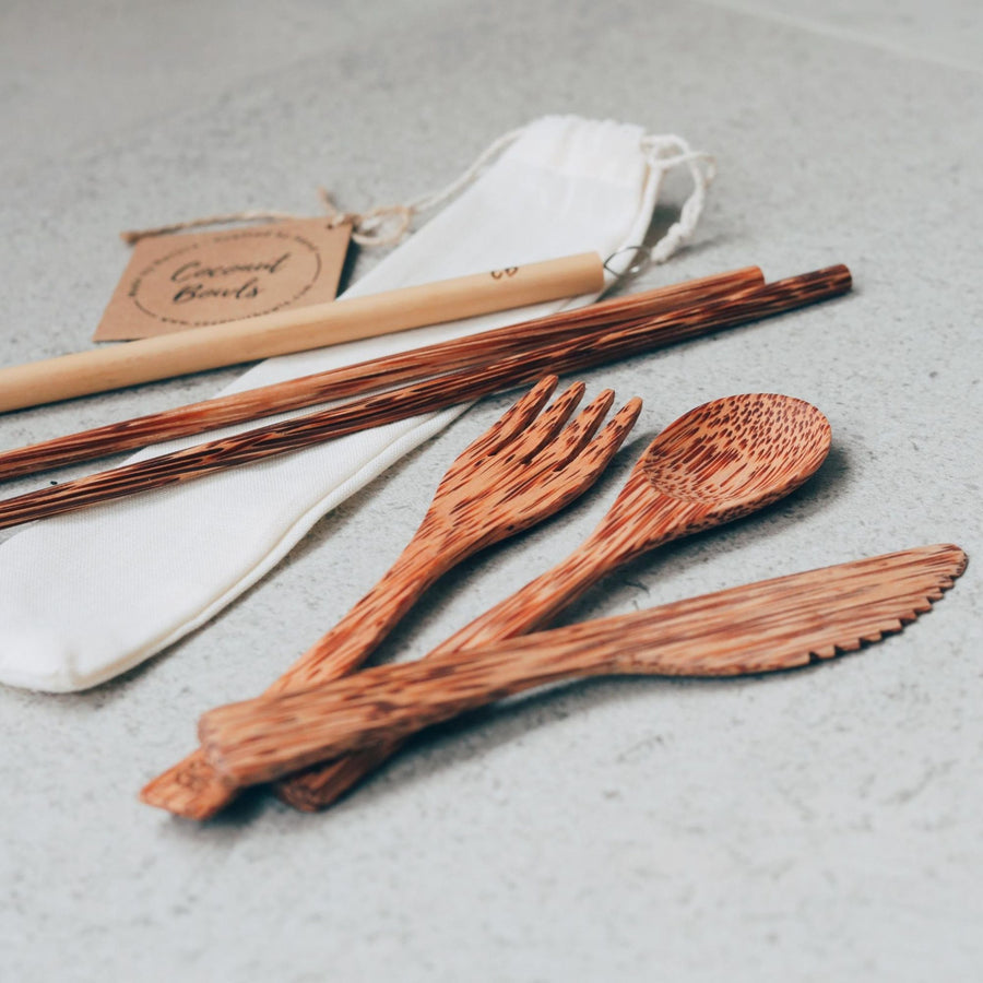 WOODEN COCONUT CUTLERY SET - the good tonic