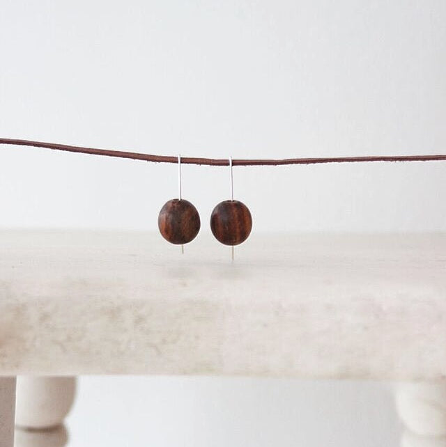 Woodfolk - Natural Wood Imperfect Bead Earrings - the good tonic